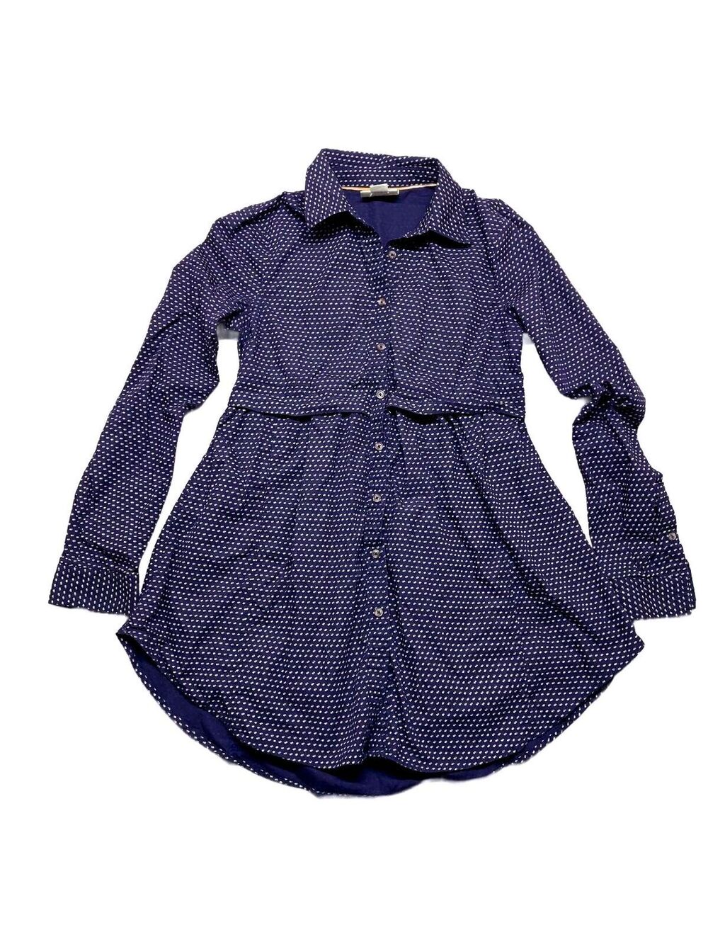 Maeve Navy Blue Polka Dot style Shirt Size XS
